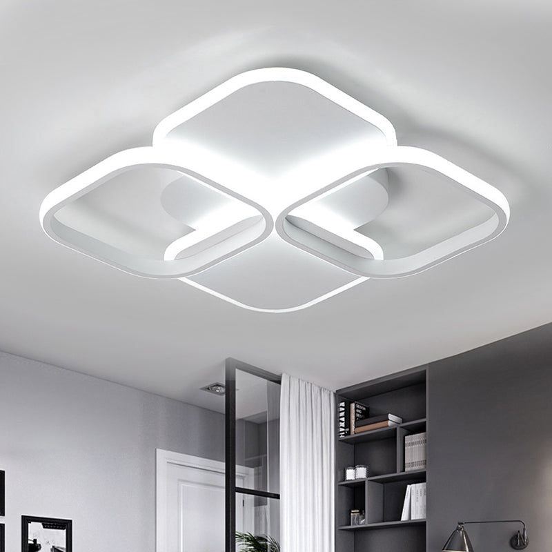 Lámpara de techo con rombos blanco/negro y blanco de 16"/19,5" W, lámpara de montaje empotrada de acrílico LED modernista en luz blanca/cálida