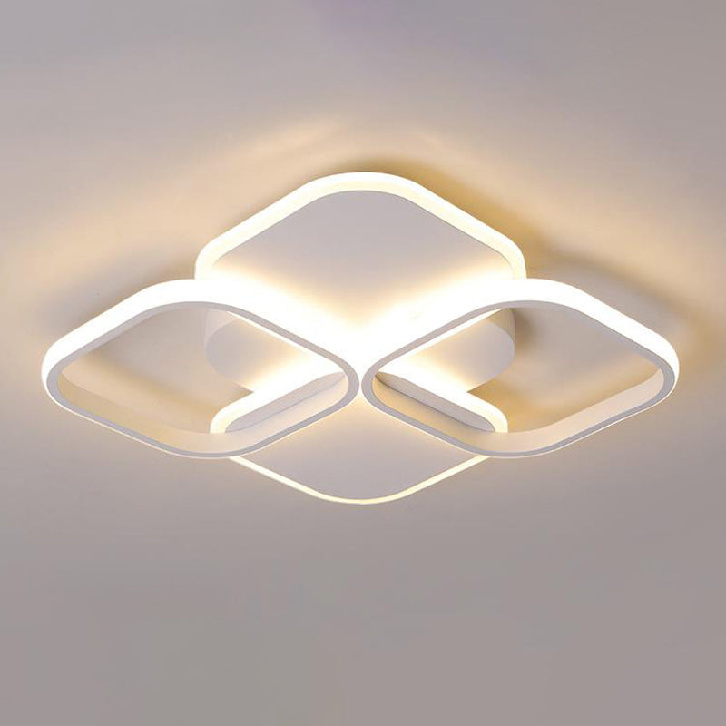 Plafonnier LED en forme de losange blanc/noir et blanc de 40,6 cm/49,5 cm de largeur, lampe encastrée en acrylique moderne à LED en lumière chaude/blanche