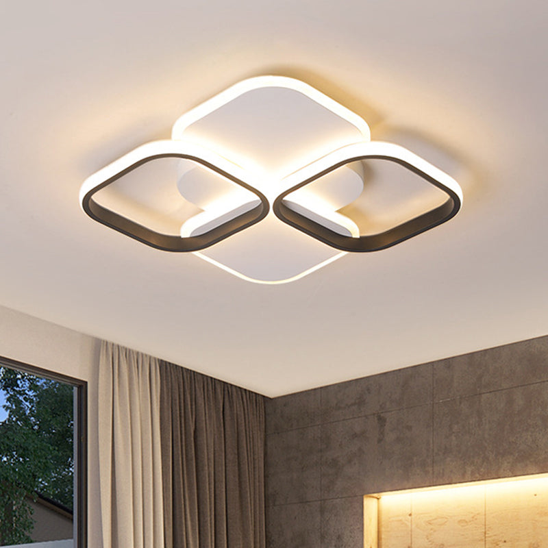 16 "/19.5" W White / Nero e White Rhombus Massimale Light Modernismo LED Acrilico Montaggio Lampada a Warm / White Light