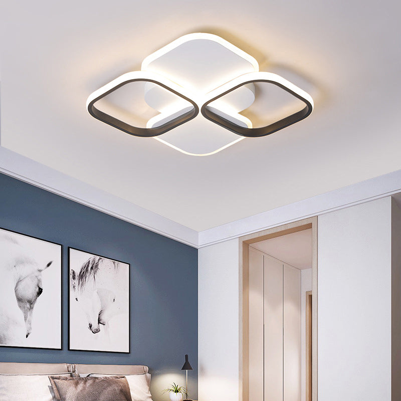 Plafonnier LED en forme de losange blanc/noir et blanc de 40,6 cm/49,5 cm de largeur, lampe encastrée en acrylique moderne à LED en lumière chaude/blanche