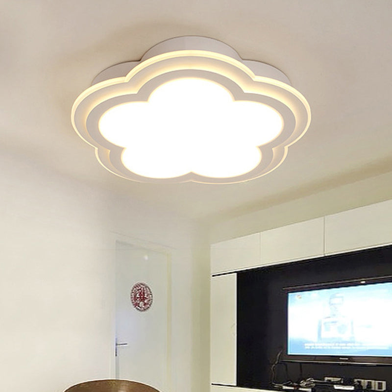 Simple Cloud Shade Ceiling Light 16"/19.5"/23.5" W White Acrylic LED Flush Mount Lamp in Warm/White Light/Third Gear