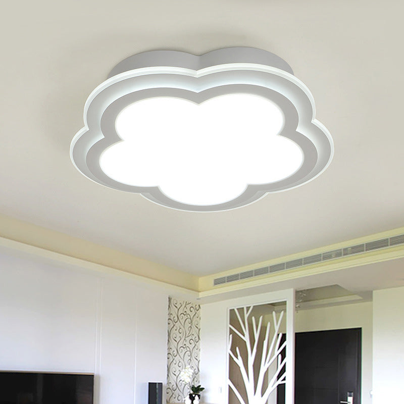 Simple Cloud Shade Ceiling Light 16"/19.5"/23.5" W White Acrylic LED Flush Mount Lamp in Warm/White Light/Third Gear