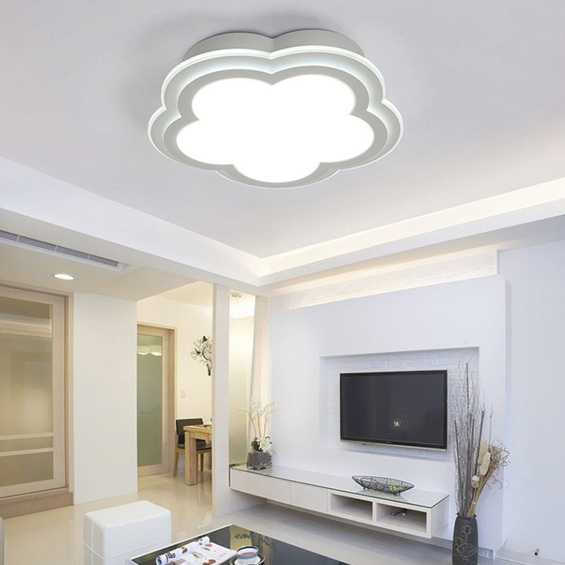 Plafonnier Simple Cloud Shade 16"/19,5"/23,5" W Lampe LED encastrée en acrylique blanc en lumière chaude/blanche/troisième vitesse