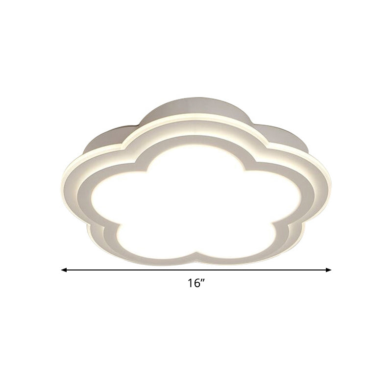 Lámpara de techo con sombra de nube simple, 16 "/ 19,5" / 23,5 "W, lámpara de montaje empotrado LED acrílica blanca en luz cálida/blanca/tercera marcha