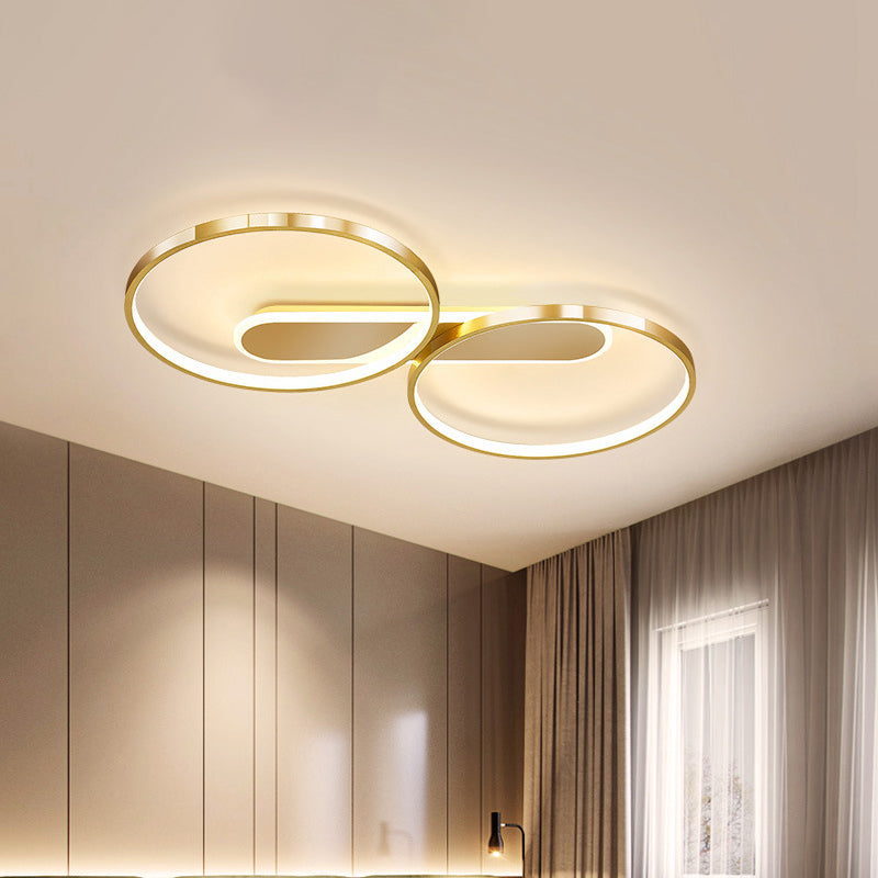 Luminaria montada en el techo con anillo tipo halo, iluminación LED acrílica moderna de montaje empotrado dorado en luz blanca/cálida, 22,5 "/ 31" de largo