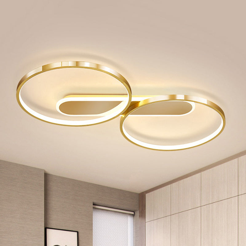 Halo-Like Ring Ceiling Fixture Modern Acrylic LED Gold Flush Mount Lighting in Warm / White Light, 22.5 "/31" Long