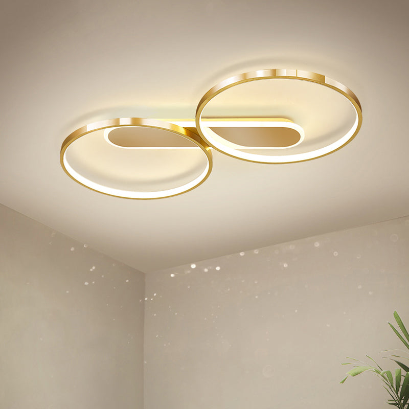 Halo-Like Ring Ceiling Mounted Fixture Modern Acrylic LED Gold Flush Mount Lighting in Warm/White Light, 22.5"/31" Long