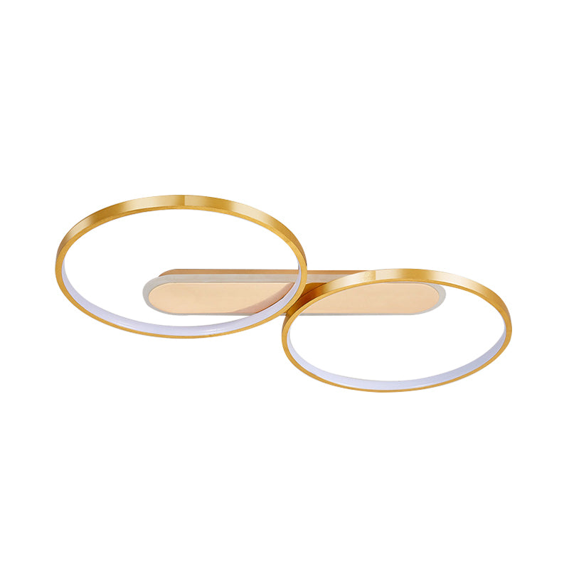 Halo-Like Ring Ceiling Mounted Fixture Modern Acrylic LED Gold Flush Mount Lighting in Warm/White Light, 22.5"/31" Long