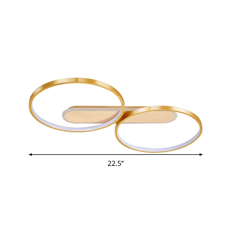 Halo-achtige ring-plafondgemonteerde armatuur moderne acryl LED gouden inbouwverlichting in warm/wit licht, 22,5"/31" lang