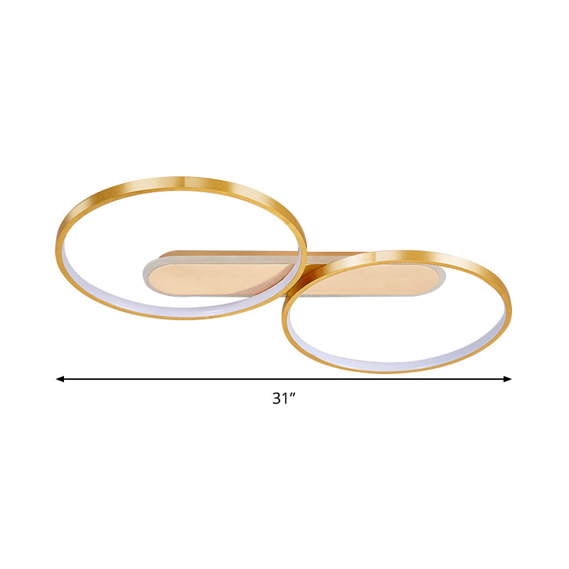 Halo-Like Ring Ceiling Fixture Modern Acrylic LED Gold Flush Mount Lighting in Warm / White Light, 22.5 "/31" Long