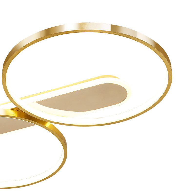 Halo-achtige ring-plafondgemonteerde armatuur moderne acryl LED gouden inbouwverlichting in warm/wit licht, 22,5"/31" lang