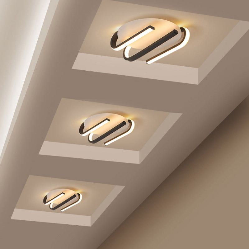 Acrilico Curved Massimale Monte Modernista LED Nero e White Flushmount Soffitto Lampada a Warm / White Light