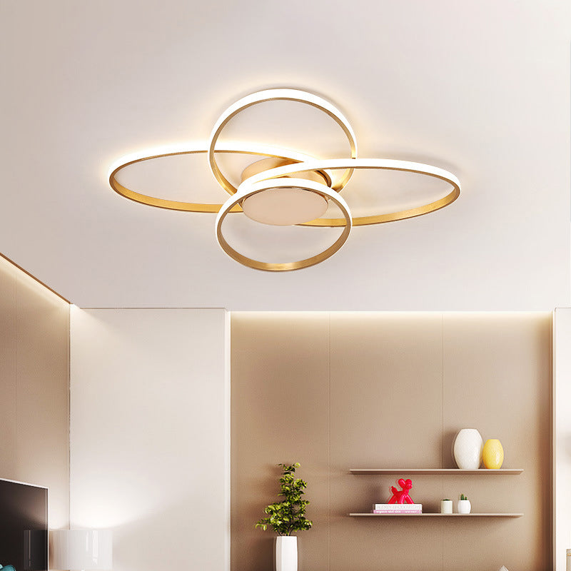 Gold überlappende Deckenleuchte, nordische LED-Acryl-Unterputzlampe für Wohnzimmer