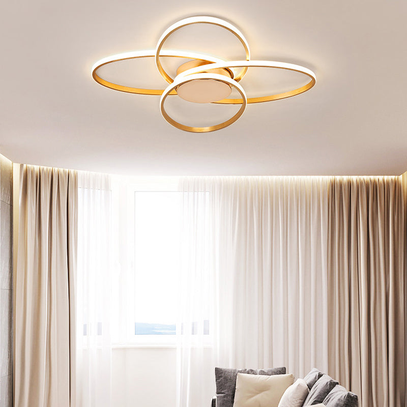 Gold Overlapping Ceiling Light Nordic LED Acrylic Flush Mount Lamp for Living Room