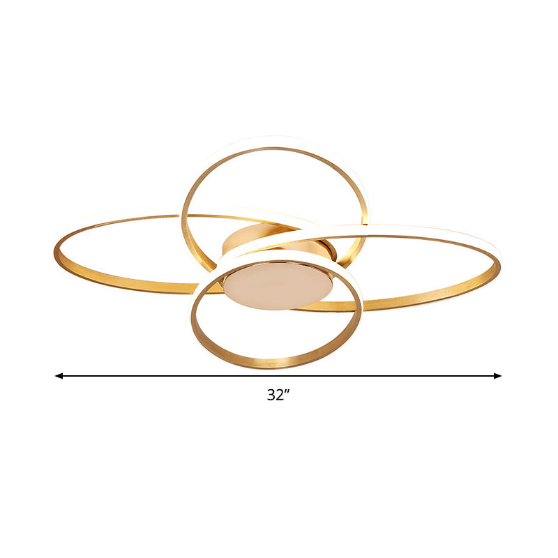 Gold überlappende Deckenleuchte, nordische LED-Acryl-Unterputzlampe für Wohnzimmer