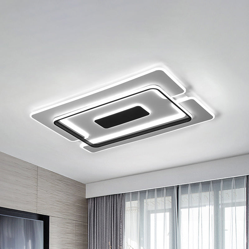 Lampada da soffitto modernista a struttura lunga nera da 35,5"/45" con montaggio a incasso in alluminio a LED con luce calda/bianca/attenuazione continua con telecomando