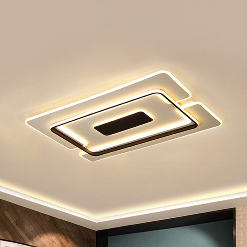 Lampada da soffitto modernista a struttura lunga nera da 35,5"/45" con montaggio a incasso in alluminio a LED con luce calda/bianca/attenuazione continua con telecomando