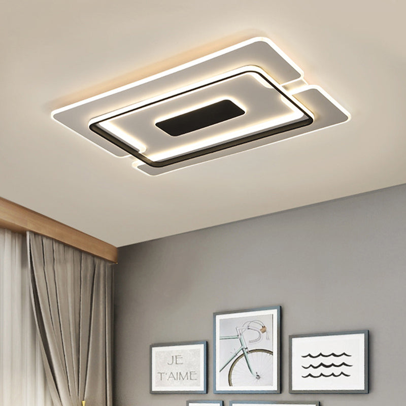 Lampada da soffitto modernista a struttura lunga nera da 35,5"/45" con montaggio a incasso in alluminio a LED con luce calda/bianca/attenuazione continua con telecomando