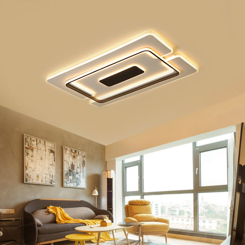 Lampada da soffitto modernista a struttura lunga nera da 35,5"/45" con montaggio a incasso in alluminio a LED con luce calda/bianca/attenuazione continua con telecomando