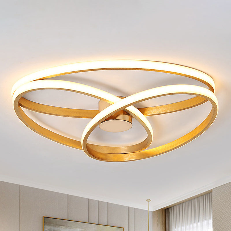 Minimalist Twisted Ceiling Mount Light Fixture Acrylic LED Bedroom Flushmount Lighting in Gold