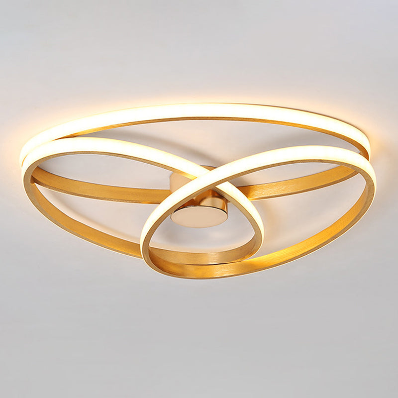 Minimalist Twisted Ceiling Mount Light Fixture Acrylic LED Bedroom Flushmount Lighting in Gold