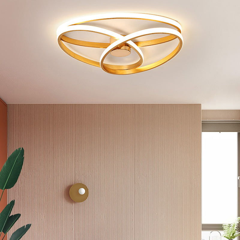 Minimalist Twisted Ceiling Mount Light Fixture Acrylic LED Bedroom Flushmount Lighting in Gold