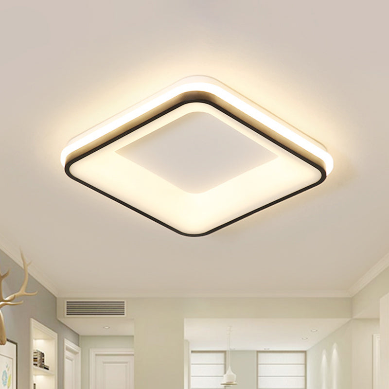 Lampe encastrée à cadre carré, luminaire de plafond minimaliste en acrylique noir à LED, lumière chaude/blanche/télécommande à gradation continue