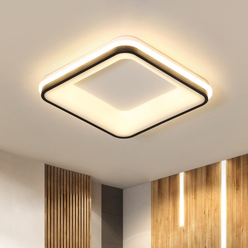 Lampada da incasso con cornice quadrata Lampada da soffitto minimalista a LED in acrilico nero, luce calda/bianca/attenuazione continua con telecomando