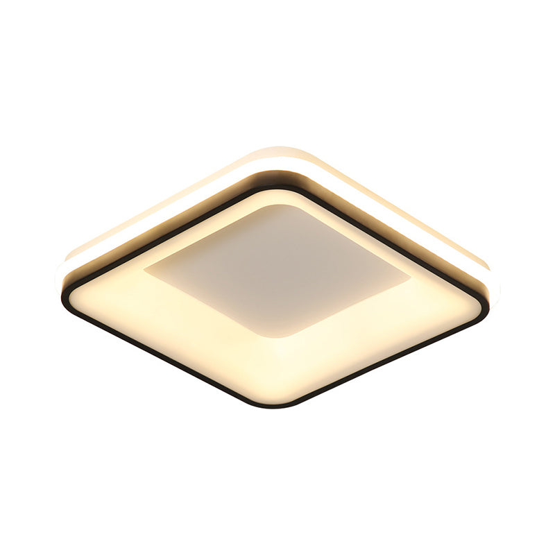 Lampe encastrée à cadre carré, luminaire de plafond minimaliste en acrylique noir à LED, lumière chaude/blanche/télécommande à gradation continue