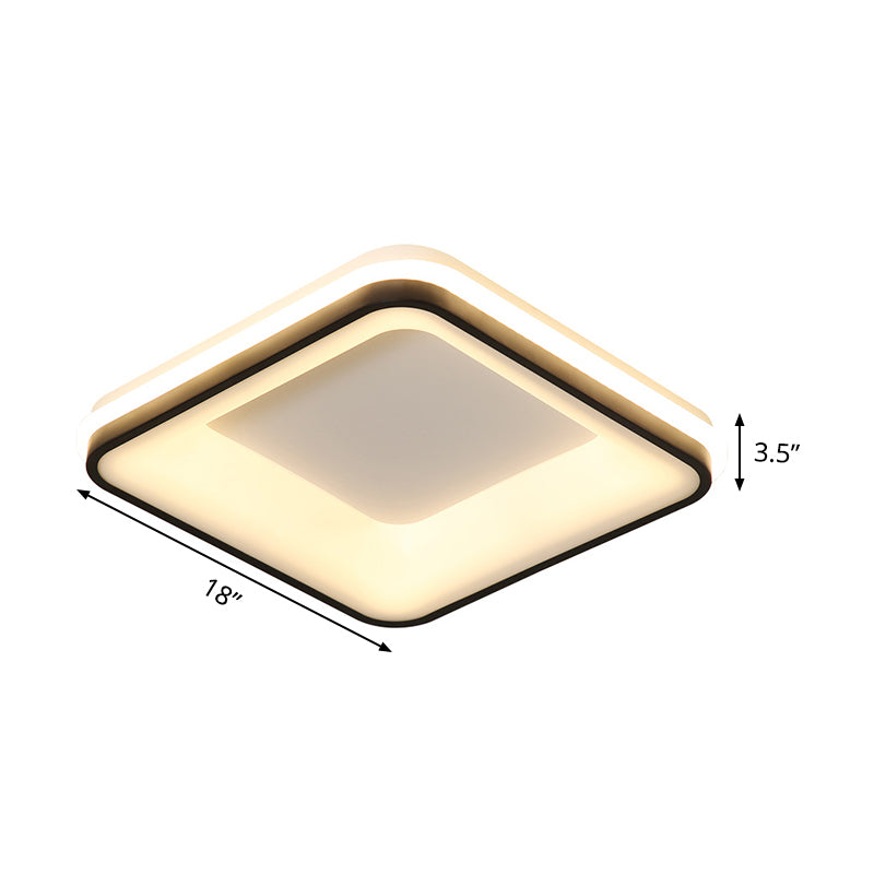 Lámpara de montaje empotrado con marco cuadrado, lámpara de techo LED negra acrílica minimalista, luz blanca/cálida/control remoto, atenuación continua