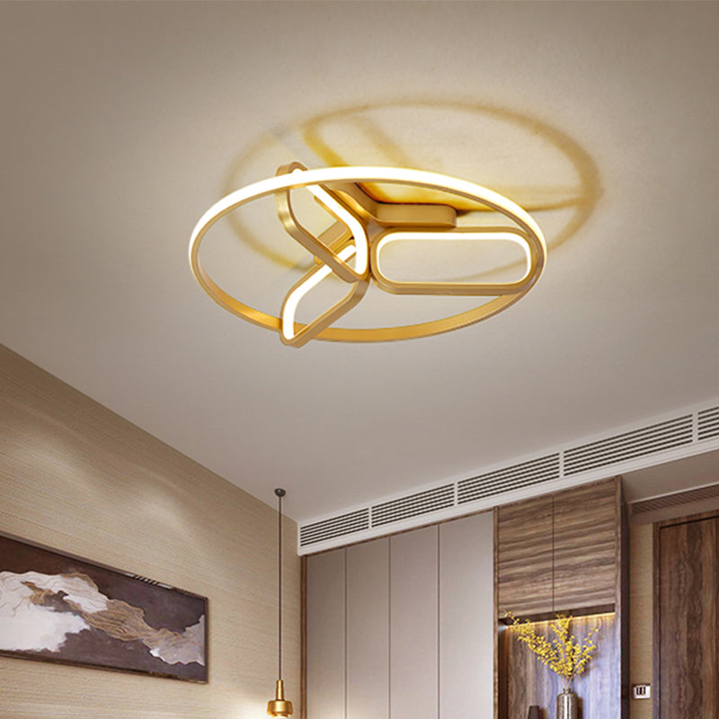 Acrylique Circulaire Cadre Flush Light Style moderne 18 "/21.5" Wide LED Bedroom Ceiling Mount Lamp in Black / White / Gold