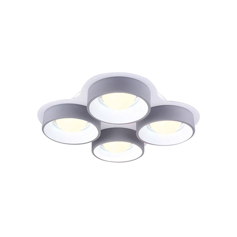 Minimalista Drum LED Soffitto Lampada Metallo 4/6 Luci 21,5 "/32.5" W Camera Da Letto Flush Montaggio Soffitto Illuminazione Fissaggio in Grey