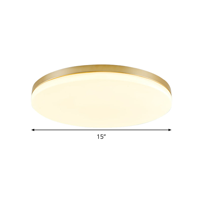 Acrylic Circle Ceiling Mount Minimalist 15"/19" W  LED Gold Flushmount Ceiling Lamp for Living Room