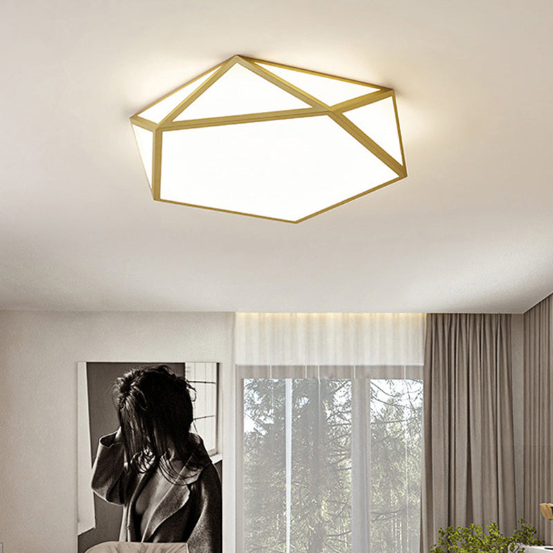 16.5 "/20.5" Breite Gold Pentagon Deckenleuchte Nordic LED Acryl Flush Mount Lampe für Schlafzimmer