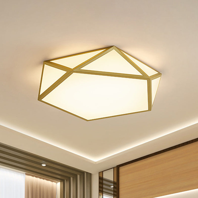 16.5 "/20.5" Breite Gold Pentagon Deckenleuchte Nordic LED Acryl Flush Mount Lampe für Schlafzimmer