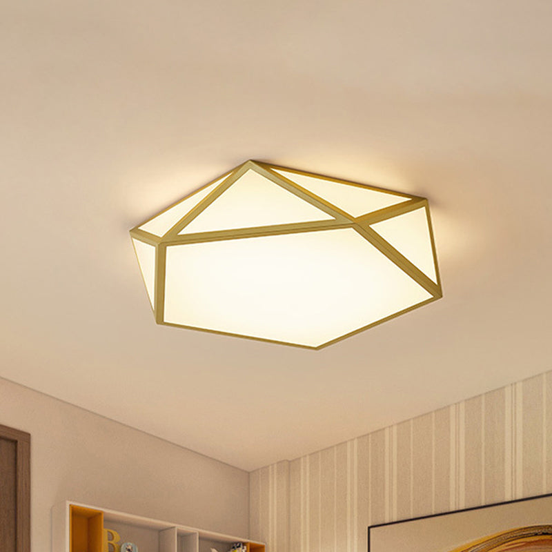 16.5 "/20.5" Breite Gold Pentagon Deckenleuchte Nordic LED Acryl Flush Mount Lampe für Schlafzimmer