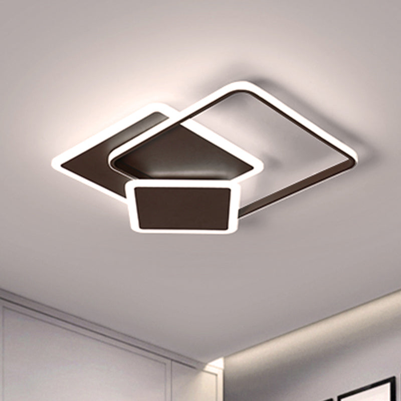 Koffie Slim Square Flush Lamp Moderniteit 19 "/21.5" Breed LED Acryl Plafond Mount Licht