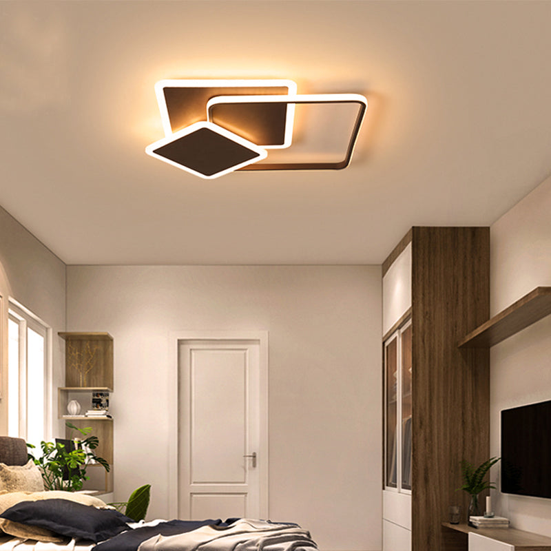 Koffie Slim Square Flush Lamp Moderniteit 19 "/21.5" Breed LED Acryl Plafond Mount Licht