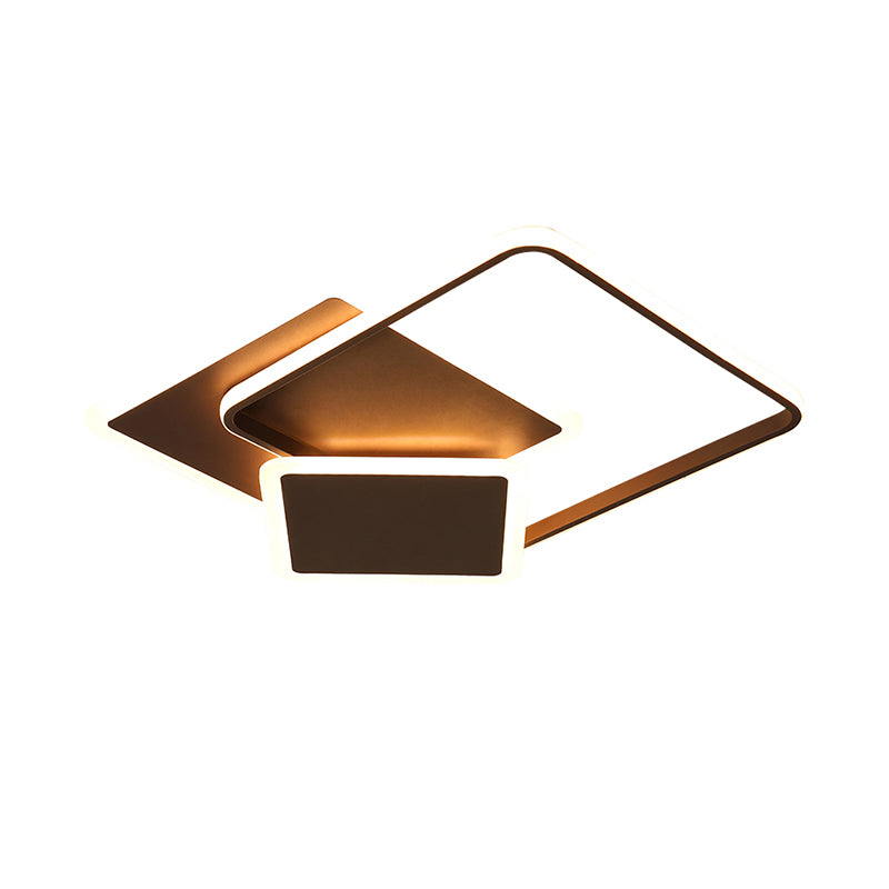 Coffee Slim Square Flush Lamp Modernity 19"/21.5" Wide LED Acrylic Ceiling Mount Light