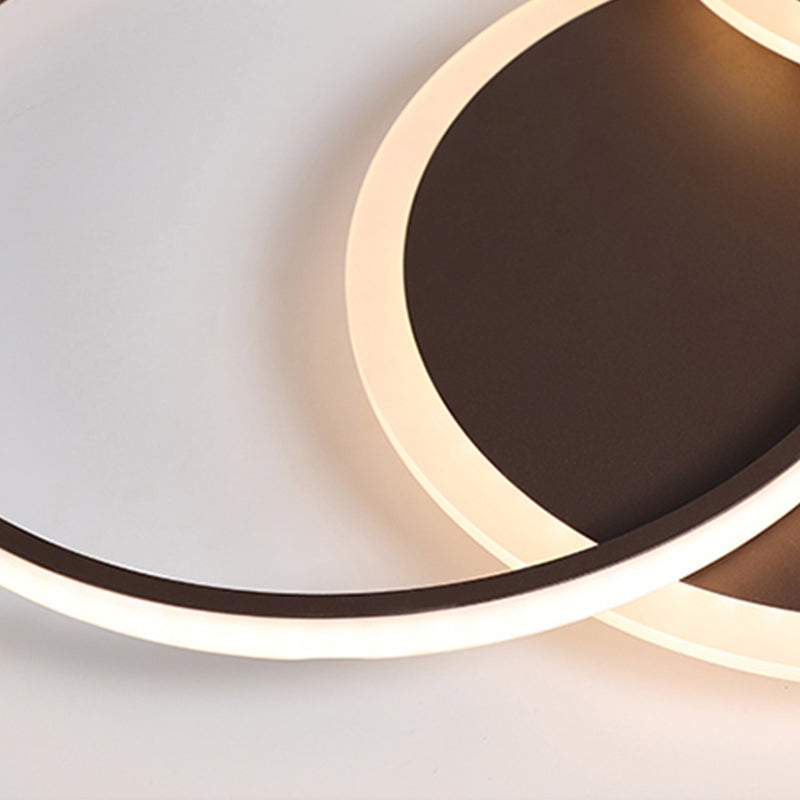 3-Round Bedroom Ceiling Light Ultra Thin Acrylic LED Modern Flushmount Lighting in Coffee, 19.5"/22.5" W