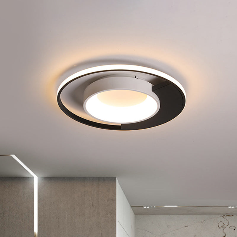 Circulaire Acrylique Ceiling Fixture à cheval LED Moderne Black et White Flush Mount Spotlight in Warm / White Light