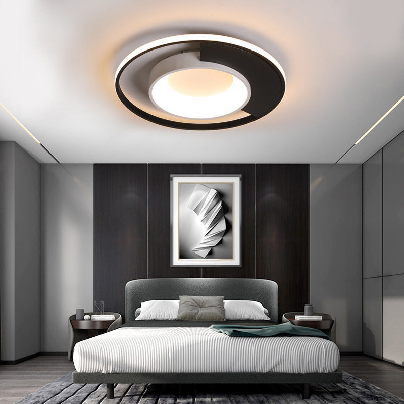 Circulaire Acrylique Ceiling Fixture à cheval LED Moderne Black et White Flush Mount Spotlight in Warm / White Light