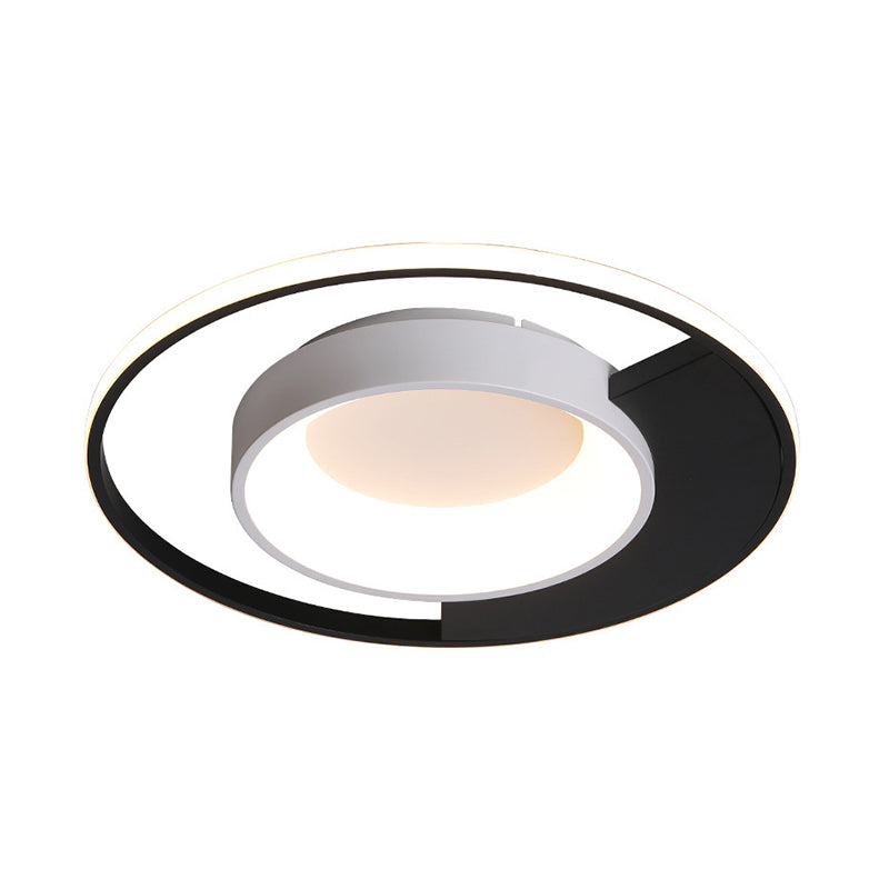 Circulaire Acryl Plafond Opgezette Fixture Moderne LED Zwart en Wit Flush Mount Spotlight in Warm/Wit Licht