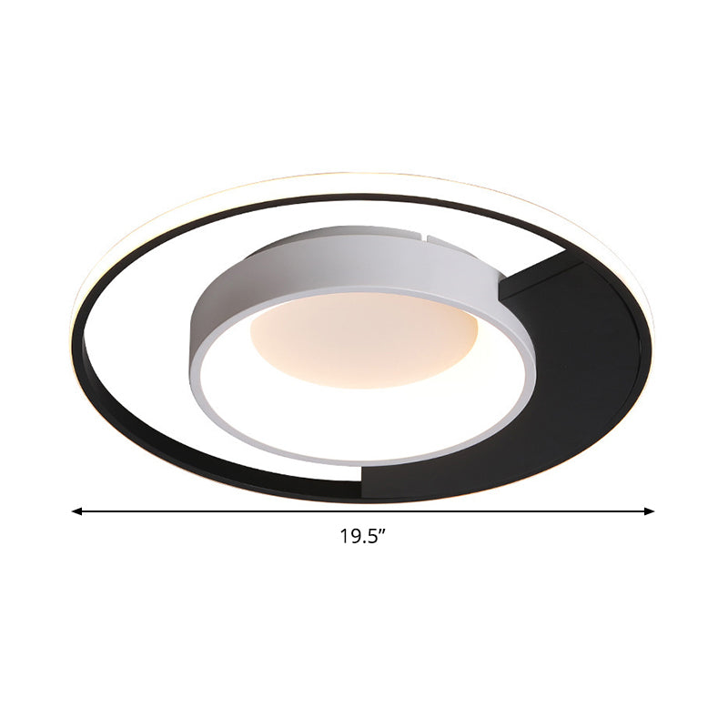 Circulaire Acryl Plafond Opgezette Fixture Moderne LED Zwart en Wit Flush Mount Spotlight in Warm/Wit Licht