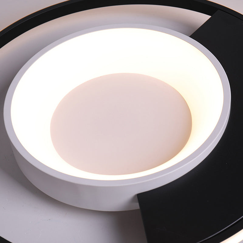 Circulaire Acryl Plafond Opgezette Fixture Moderne LED Zwart en Wit Flush Mount Spotlight in Warm/Wit Licht