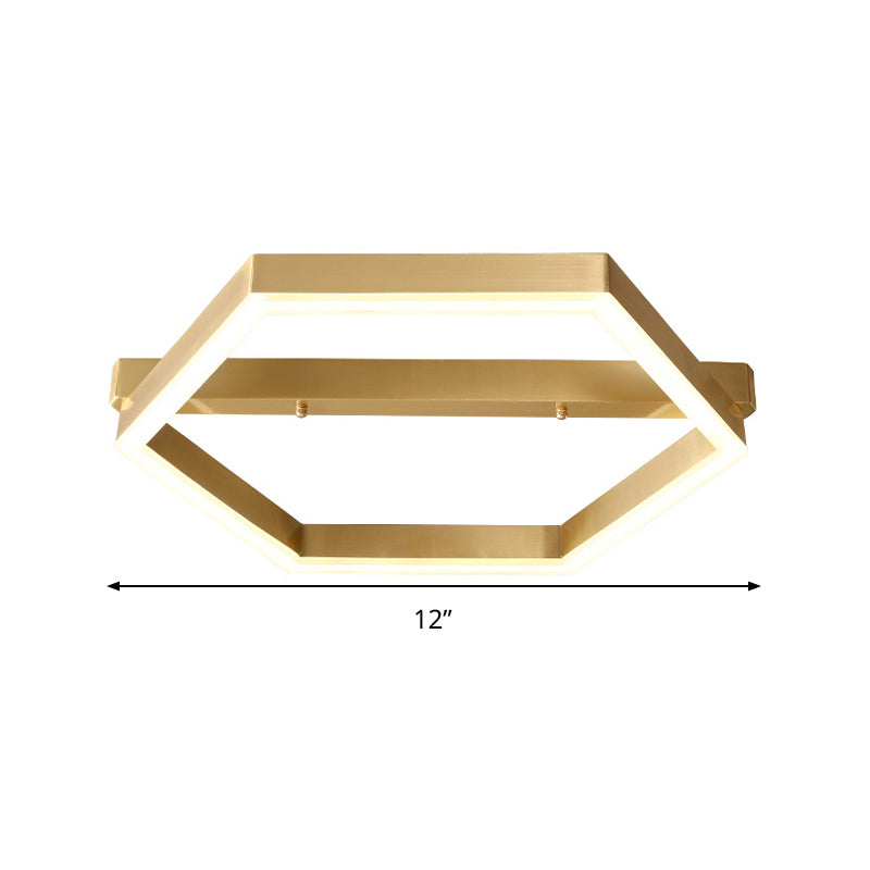 Acrylic Hexagon Ceiling Mount Simplicity LED Gold Flush Mount Lighting Fixture for Bedroom