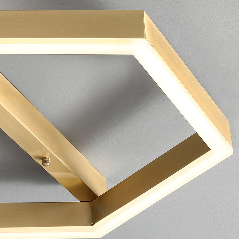 Acrylic Hexagon Ceiling Mount Simplicity LED Gold Flush Mount Lighting Fixture for Bedroom