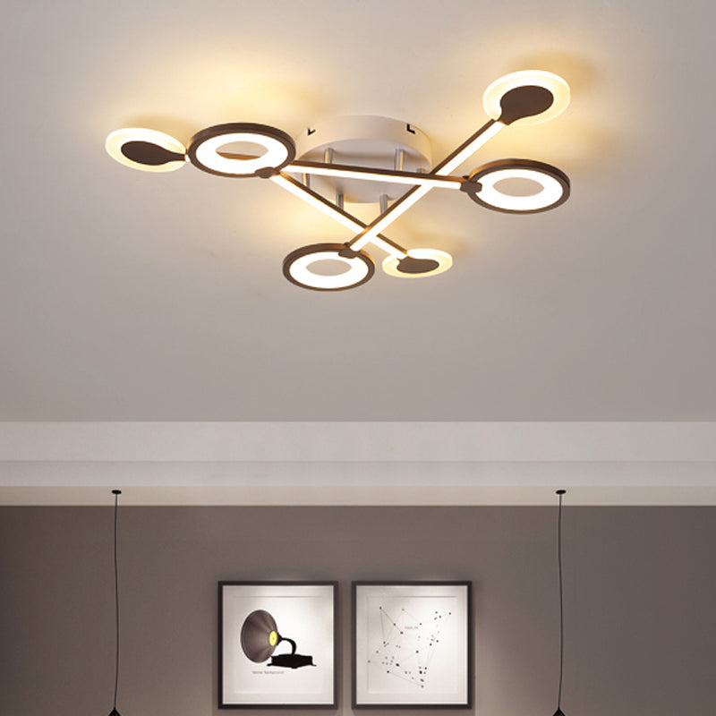 31.5"/39" W Crossed Ceiling Lighting Modern Stylish Acrylic LED Black Flush Lamp in Warm/White Light