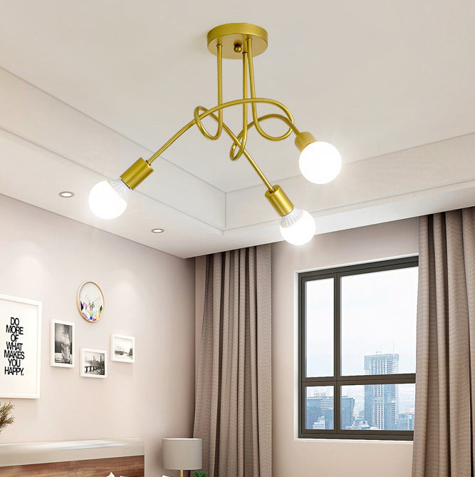 Sputnik Design Metal Semi Flush Ceiling Light Industrial Bedroom Semi Flush Mount Light Fixture