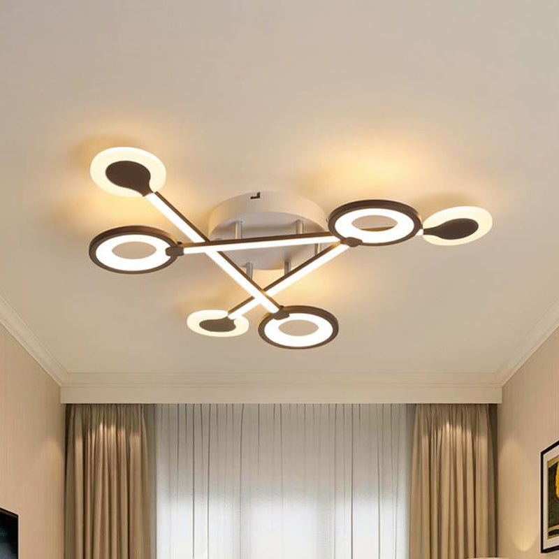 Lampada da soffitto incrociata da 31,5"/39" W Lampada da incasso moderna a LED in acrilico nera elegante con luce calda/bianca